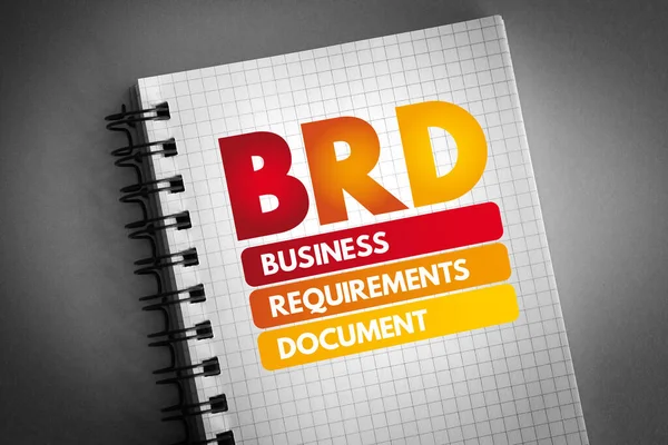 Brd ビジネス要件メモ帳上の文書の頭字語 コンセプトの背景 — ストック写真