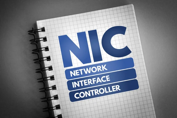 Nic Akronim Network Interface Controller Pada Notepad Latar Belakang Konsep — Stok Foto