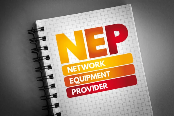 Nep Akronim Network Equipment Provider Pada Notepad Latar Belakang Konsep — Stok Foto