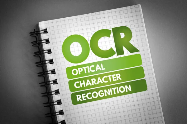 Ocr Optical Character Recognition Acronym Notepad Technology Concept Background — Stock Photo, Image