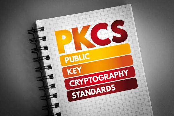 Pkcs Public Key Cryptography Standards Acronym Notepad Technology Concept Background — Stock Photo, Image