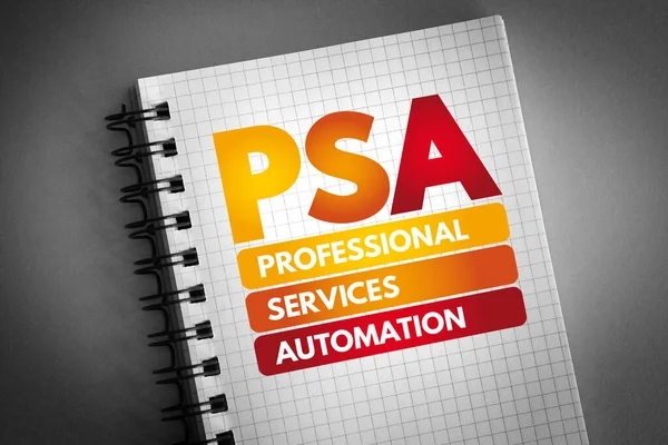 Psa Professional Services Automatisering Acroniem Notitieblok Technologie Concept Achtergrond — Stockfoto