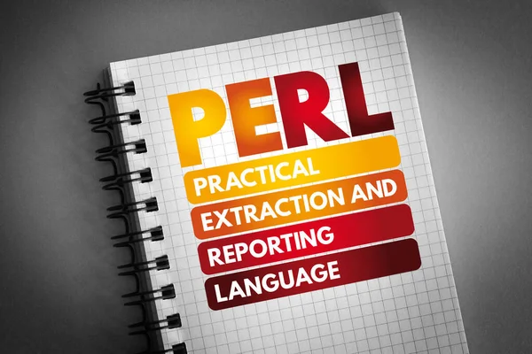 Perl Praktiskt Utdrag Och Rapportering Språk Akronym Anteckningsblock Teknik Koncept — Stockfoto