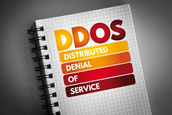 Ddos Распределенный Отказ Обслуживании Аббревиатура Блокноте Технология Концепция Фона — стоковое фото