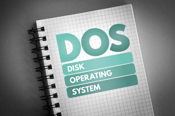 Dos Akronim Disk Operating System Pada Notepad Latar Belakang Konsep — Stok Foto