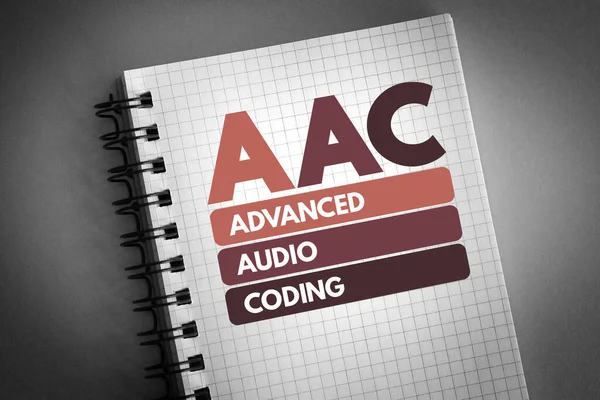 Aac Advanced Audio Coding Sigla Bloco Notas Fundo Conceito Tecnologia — Fotografia de Stock