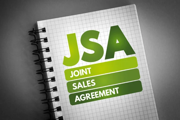 Jsa Joint Sales Agreement Acronym Notepad Business Concept Background — Stock Photo, Image
