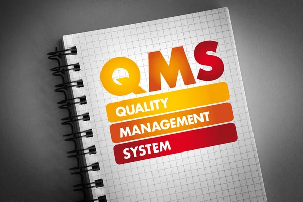 Qms Acronimo Sistema Gestione Della Qualità Blocco Note Background Concettuale — Foto Stock