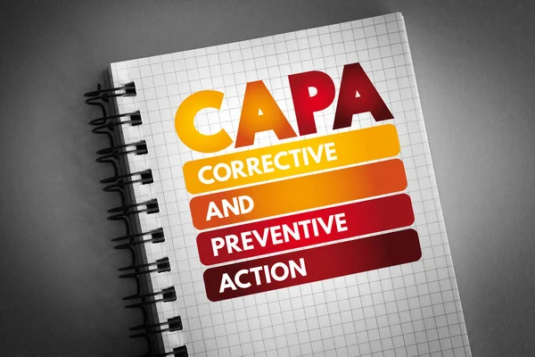 Capa Acronim Acțiune Corectivă Preventivă Notepad Fundal Concept Afaceri — Fotografie, imagine de stoc