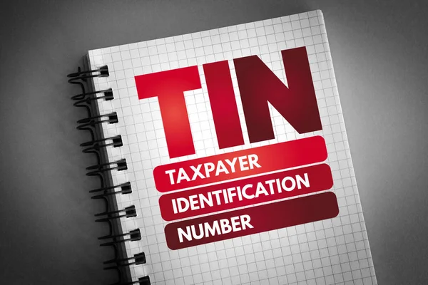 Tin Identificatienummer Belastingplichtige Acroniem Notitieblok Concept Achtergrond — Stockfoto