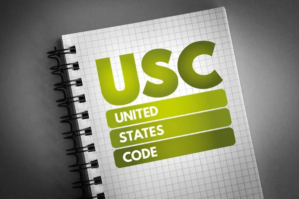 Usc Vereinigte Staaten Code Akronym Auf Notizblock Konzepthintergrund — Stockfoto