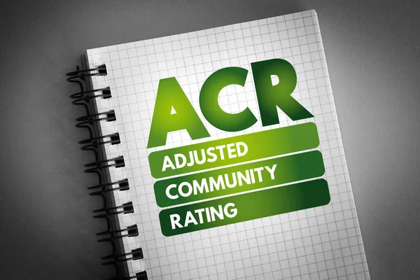 Acr Adjusted Community Rating Acronym Notepad Medical Concept Background — Stock Photo, Image