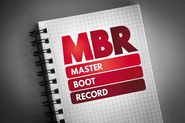 Mbr Master Boot Record Akronym Notepadu Technologický Koncept Pozadí — Stock fotografie
