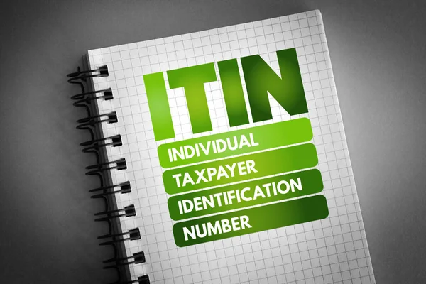 Itin Numéro Identification Contribuable Individuel Acronyme Sur Bloc Notes Arrière — Photo