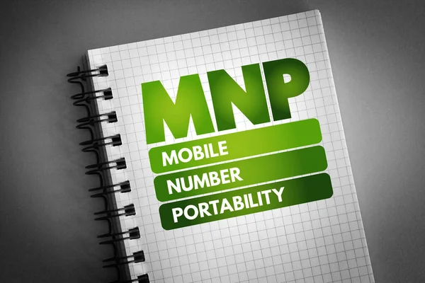 Mnp Akronim Portabilitas Nomor Ponsel Pada Notepad Latar Belakang Konsep — Stok Foto