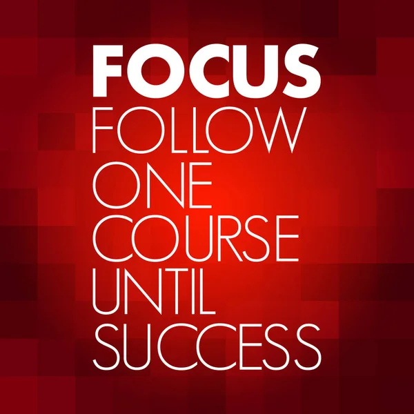 Focus Follow One Course Success Acronim Business Concept Background — Wektor stockowy