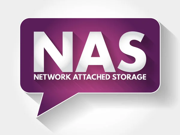 Nas Gelembung Pesan Akronim Network Attached Storage Latar Belakang Konsep - Stok Vektor