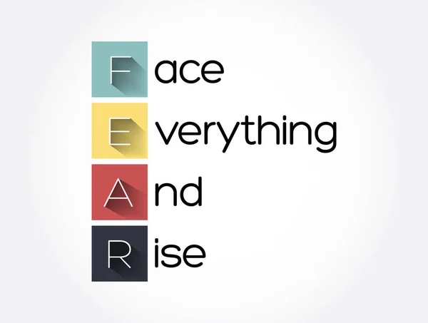 Fear Face Everything Rise Acronym Concept Background — Stock Vector