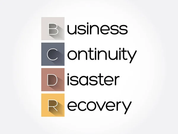 Bcdr Acrónimo Business Continuity Disaster Recovery Business Concept Background — Vector de stock