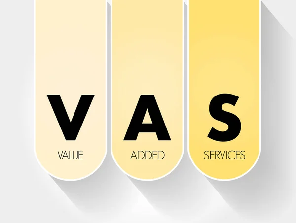 Vas Сокращение Value Added Services Бизнес Концепция — стоковый вектор