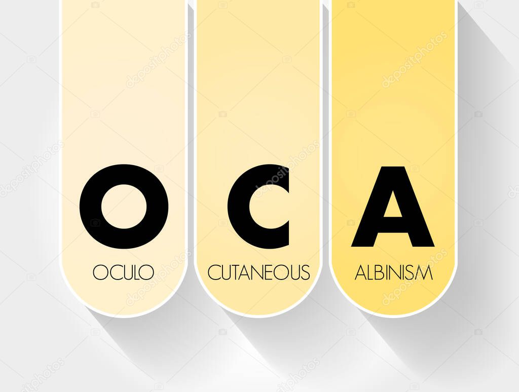 OCA - Oculo Cutaneous Albinism acronym, medical concept background