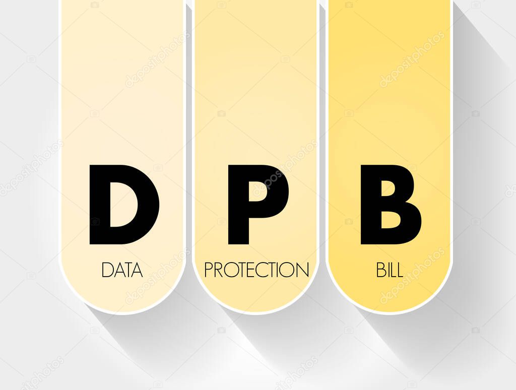 DPB - Data Protection Bill acronym, technology concept background