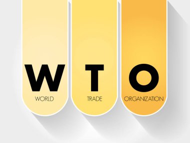WTO - World Trade Organization acronym, business concept background clipart