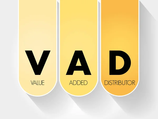 Vad Valor Acrescentado Distribuidor Acrónimo Fundo Conceito Negócio — Vetor de Stock