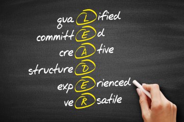 Lider - Nitelikli, Kararlı, Yaratıcı, Yapısal, Deneyimli, Çok Yönlü kısaltma, iş konsepti geçmişi