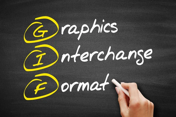 Gif Graphics Interchange Format Ακρωνύμιο Έννοια Στον Πίνακα — Φωτογραφία Αρχείου