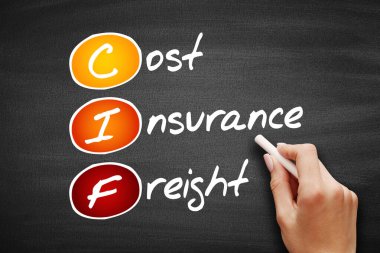 CIF - Maliyet Sigortası Taşımacılık, karatahta kısaltma iş kavramı