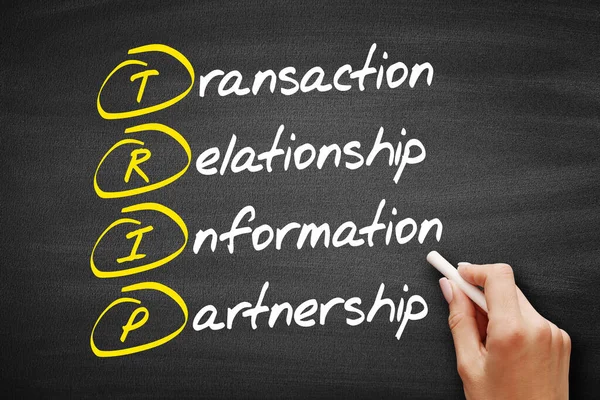 Trip Transaction Relationship Information Partnership Acronym Business Concept Blackboard — Stock Photo, Image