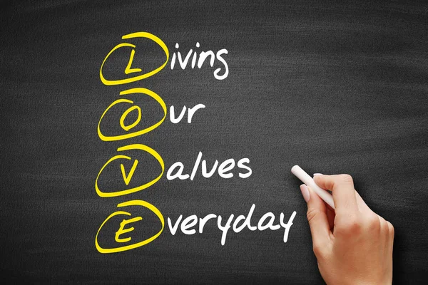 Love Living Our Values Everyday Acroniem Business Concept — Stockfoto