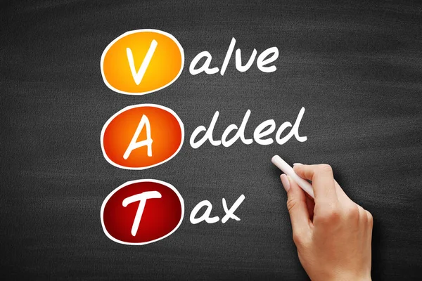 VAT - Value Added Tax, acronym business concept on blackboard