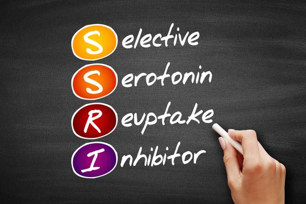 Ssri Acrónimo Inibidor Selectivo Recaptação Serotonina Conceito Quadro Negro — Fotografia de Stock