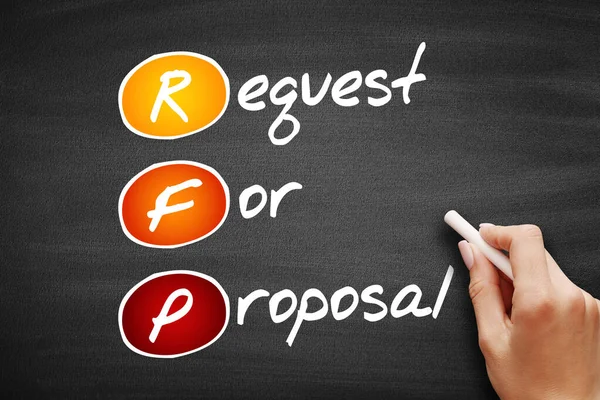 Rfp Permintaan Untuk Proposal Konsep Bisnis Akronim Papan Tulis — Stok Foto