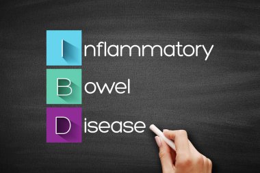 IBD - Inflammatory Bowel Disease acronym, medical concept background on blackboard clipart