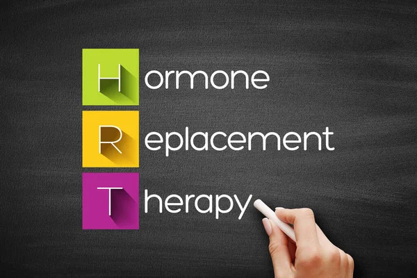 Hrt Acrónimo Terapia Reemplazo Hormonal Antecedentes Concepto Médico Pizarra —  Fotos de Stock