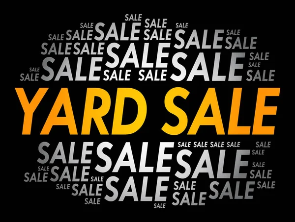 Yard Sale Wort Cloud Collage Geschäftskonzept Hintergrund — Stockvektor