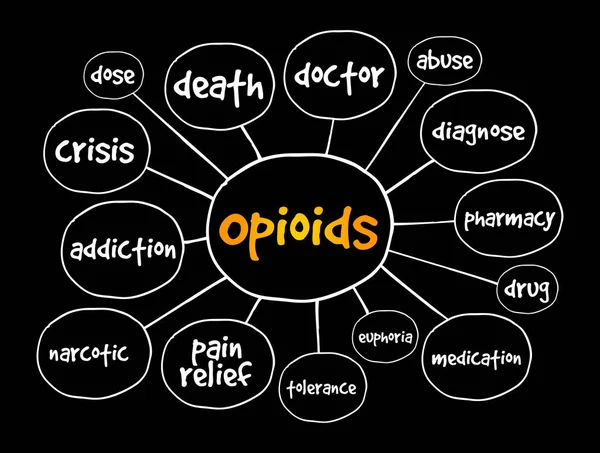 Mappa Mentale Degli Oppioidi Concetto Presentazioni Relazioni — Vettoriale Stock