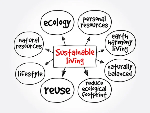 Mapa Mental Vida Sostenible Concepto Para Presentaciones Informes — Vector de stock