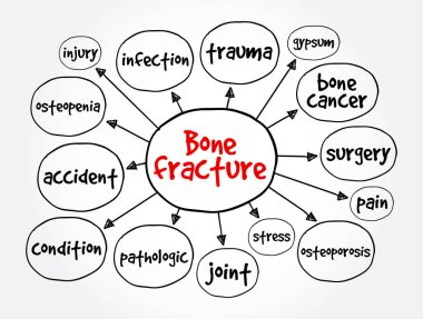 Kemik kırığı zihin haritası, sunum ve raporlar için konsept