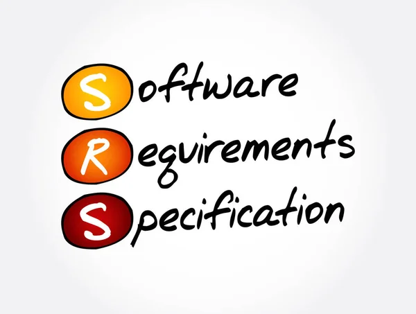 Srs Software Requirements Specificatie Acroniem Technologie Concept Achtergrond — Stockvector