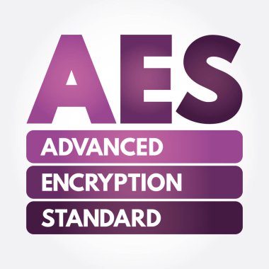AES - Gelişmiş Şifreleme Standart kısaltma, teknoloji kavramı arka planı