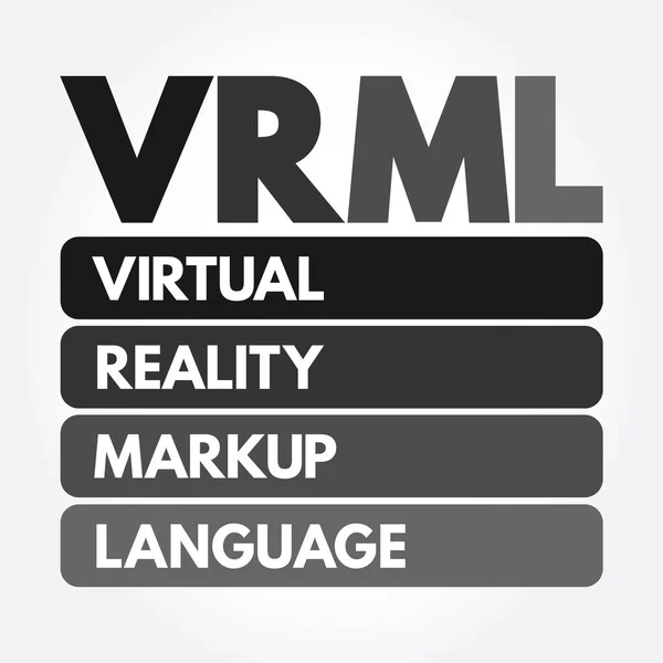Vrml Virtual Reality Markup Language Akronim Teknologi Latar Belakang Konsep - Stok Vektor