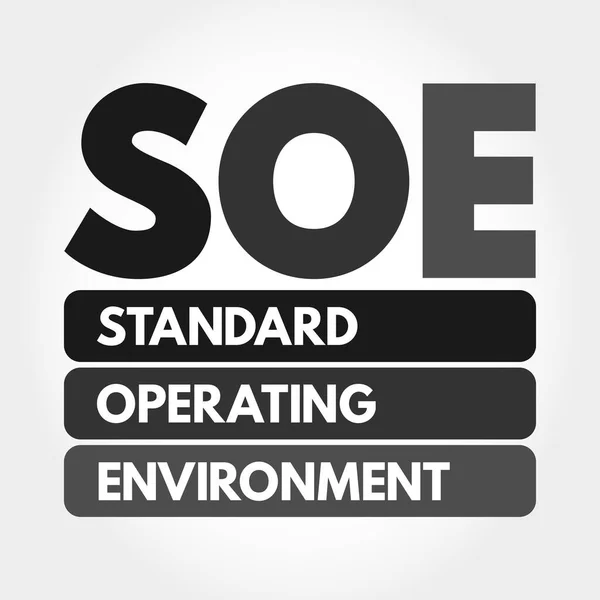 Soe Standard Operating Environment Acroniem Technologie Concept Achtergrond — Stockvector