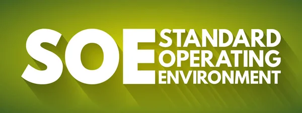 Soe Acronimo Standard Operating Environment Background Del Concetto Tecnologico — Vettoriale Stock