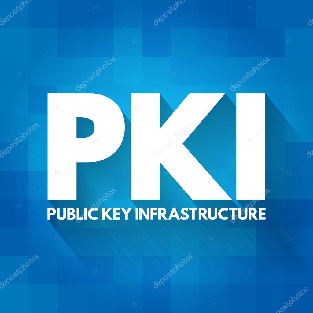 PKI - Public Key Infrastructure acronym, technology concept background