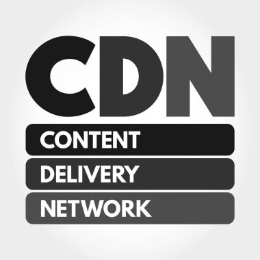 CDN - İçerik Teslim Ağı kısaltması, teknoloji konsepti arka planı