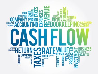 Cash Flow word cloud collage, business concept background clipart
